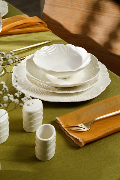 Stream Bone Floral White 53-Piece Dinnerware Set for 12