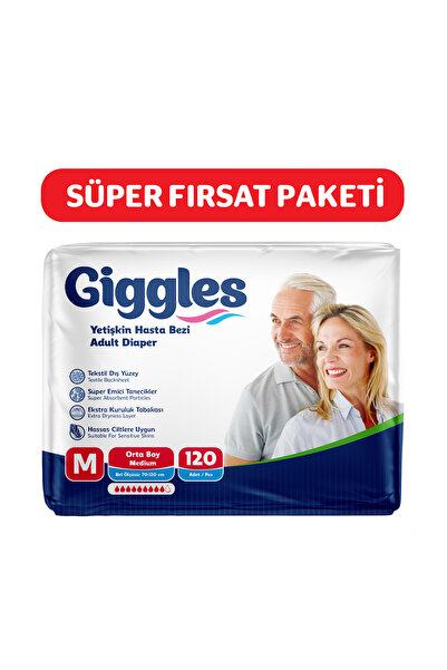 giggles Yetişkin Bel Bantlı Hasta Bezi Medium 30'lu 4 Paket 120 Adet
