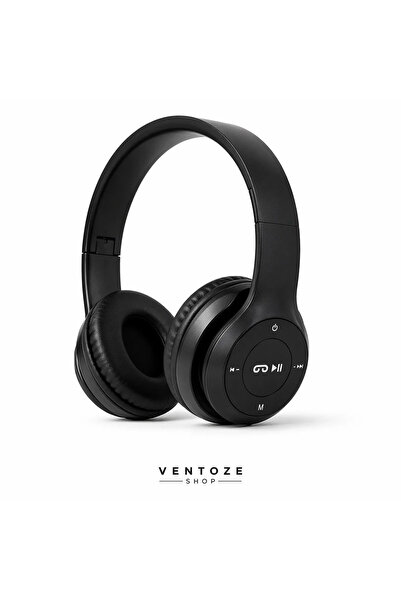 Ventoze Kablosuz Kulak Üstü P47 Bluetooth Kulaklık Mikrofonlu FM Radyo SD Kar...