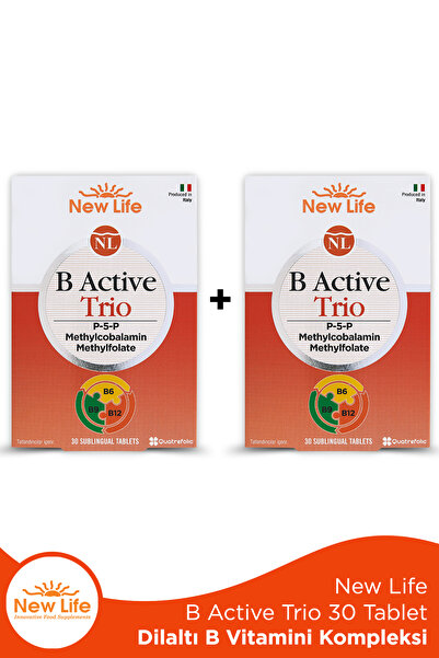New Life B Active Trio Dil Altı 30 Tablet X 2 Adet P5P + Metilkobalamin + Met...