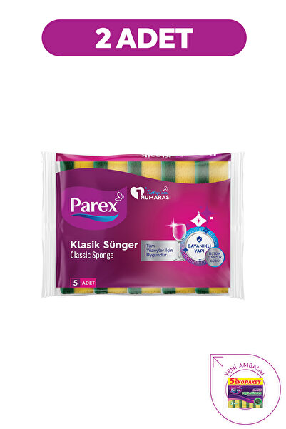 Parex Klasična zelena sunđerasta plosnata krpa, pakovanje od 5 komada, dupli set