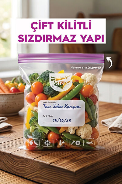 Parex Çift Kilitli Buzdolabı Poşeti 12'li Küçük Boy 20 x 25 cm Üçlü Paket