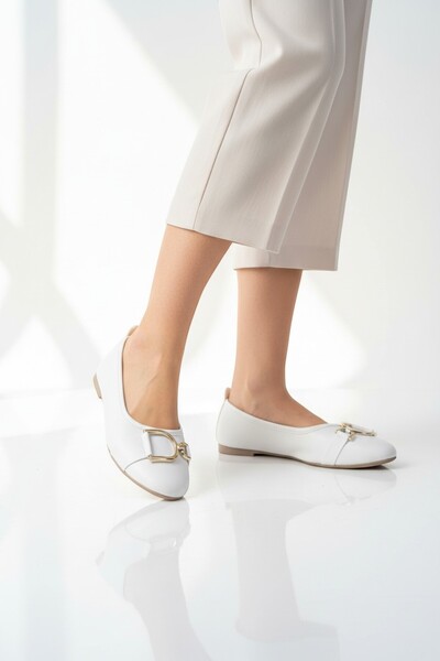 Modafırsat Γυναικεία παπούτσια με λεπτομέρεια Ballerina Flats με λευκή πόρπη,...