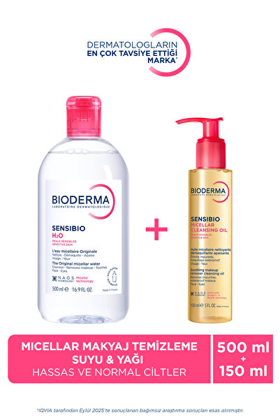 Bioderma Tüm Ciltler için H2O Micellar Makyaj Temizleme Suyu & Çift Aşamalı M...