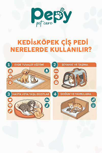 PEPY 60x90 Hijyenik Tuvalet Eğitim Pedi 30'lu 4 Paket 120 Adet