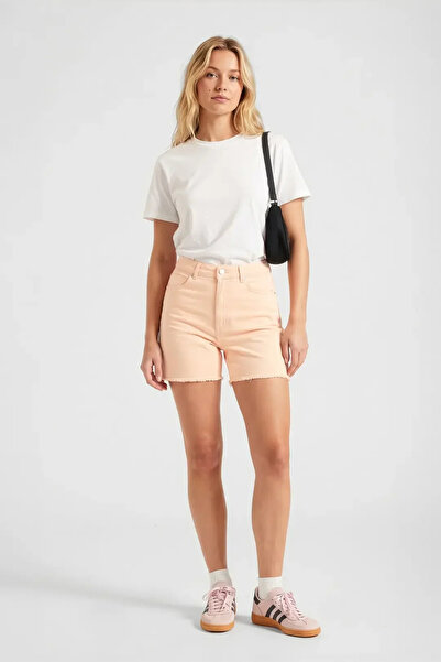 BANNY JEANS Γυναικείο Basic Cutout Jean Shorts Salmon