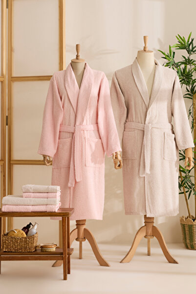 Karaca Home Σετ Οικογενειακό Μπουρνούζι Casita Flos 6 Piece Stone Powder