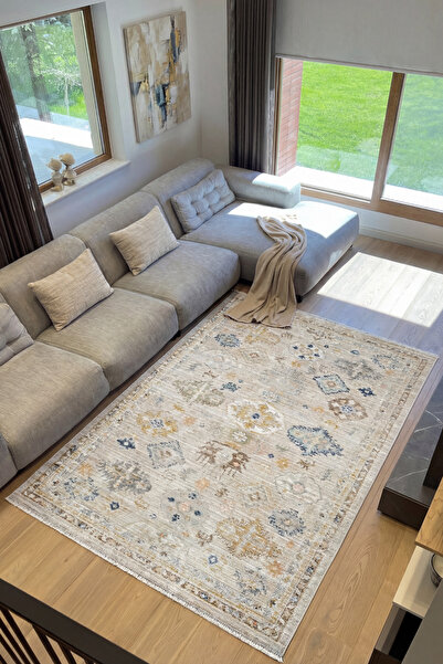 Cool Halı Zaraf Κρεμ Μπεζ Μοντέρνο Εθνικό Χαλί – Λεπτό Καλοκαιρινό Μποέμ Υφαν...