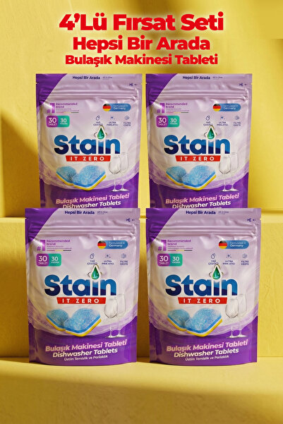 Stain İt Zero Hepsi Bir Arada Bulaşık Makinesi Tableti & Güçlü Temizlik Üstün...