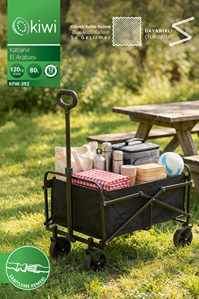 Kiwi KFW-392 Katlanır El Arabası | Emniyet Kemeri & 120 kg Kapasite & 80 L Ha...