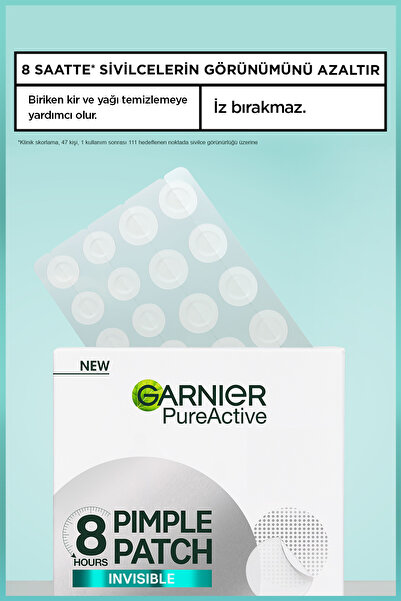 Garnier Pimple Patch 22'li Sivilce Bandı, Hidrokolloid Bant, 8 Saatte Hızlı Etki, Görünmez Akne Karşıtı Bant