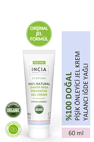 Incia ATOPURE ® %100 Doğal Pişik Önleyici Jel Krem Organik Yalancı İğde Bakım...