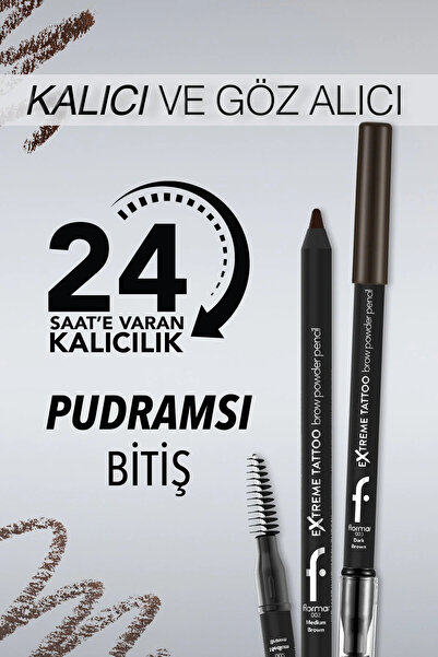 Flormar Extreme Tattoo Yumuşak Dokulu Pudra Bitişli Uzun Süre Kalıcı Fırçalı Kaş Kalemi