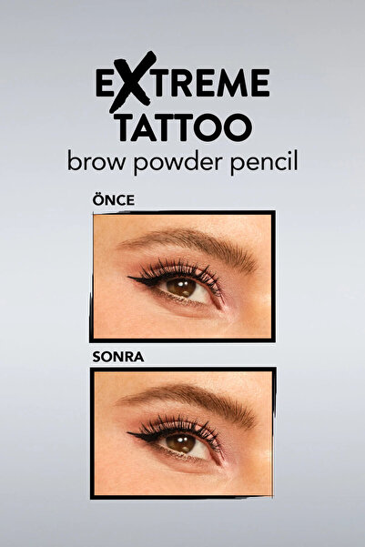 Flormar Extreme Tattoo Yumuşak Dokulu Pudra Bitişli Uzun Süre Kalıcı Fırçalı Kaş Kalemi