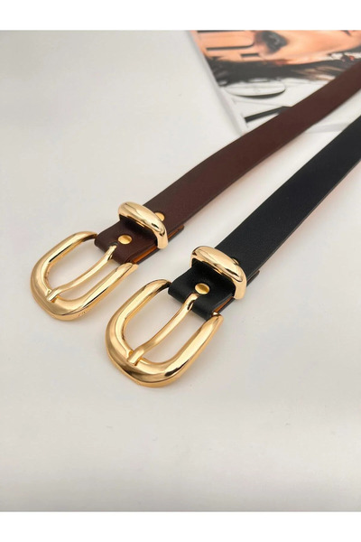 Descoin Σετ 2 χρυσές γυναικείες ζώνες με αγκράφα, ζώνη παλτό, ζώνη παντελονιο...