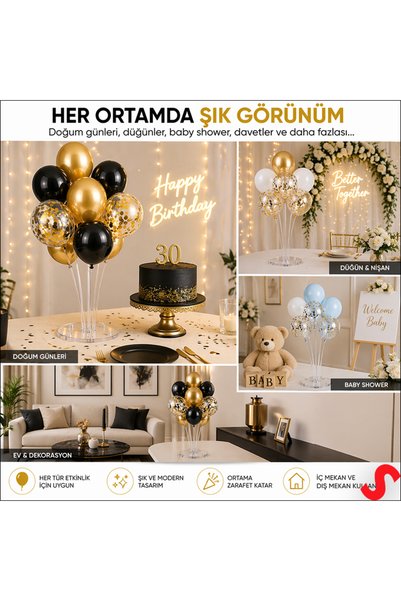 Süsle Baby Party Balon Standı, 7 Çubuklu - 70 Cm ( Balon Hariç )