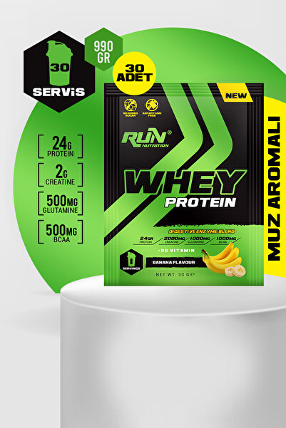 Run Nutrition بروتين مصل اللبن بنكهة الموز - 30 قطعة - 990 جرام