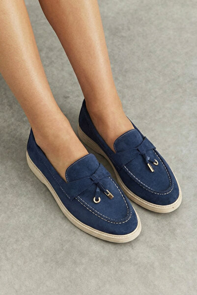 Yaya by Hotiç Γυναικεία Σκούρα Μπλε Σουέτ Φούντα με Λεπτομέρεια και Χοντρή Σό...