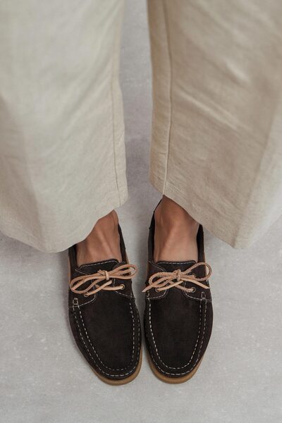 NİŞANTAŞI SHOES Γυναικεία Loafer Παπούτσια Astrid Brown Suede Leather