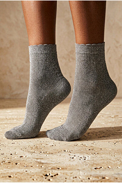 Katia&Bony Γυναικείες κάλτσες Shine Socket Ασημί