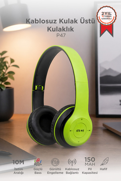 Torima P47 Extra Bass Wireless Bluetooth Kulaklık 5.0+edr Fm Radyo Yeşil