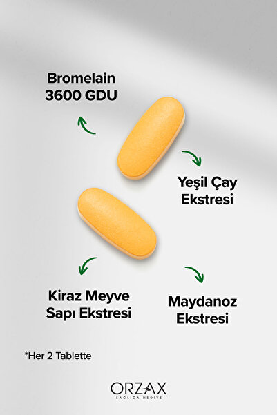 Ocean Bromelain Complex -3600 GDU (Bromelain-Kiraz Meyve Sapı-Yeşil Çay-Maydanoz Ekstreleri) 60 Tablet
