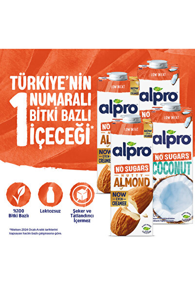 Alpro Şekersiz 4’lü Mix Set – Badem Sütü & Hindistan Cevizi Sütü 4x1lt