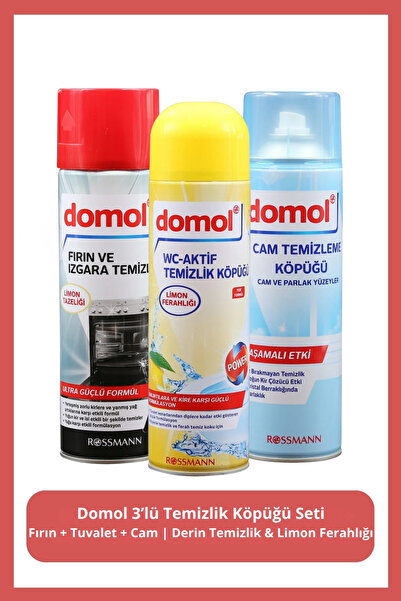 DOMOL 3’lü Temizlik Köpüğü Seti | Cam + Fırın + Tuvalet | Derin Temizlik & Li...