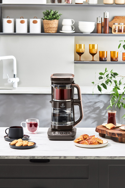 Karaca Çaysever Robotea Pro Connect 4 in 1 Konuşan Cam Çay Makinesi Walnut Brown Kahvarengi