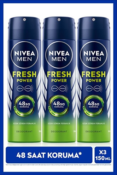 NIVEA MEN Erkek Sprey Deodorant Fresh Power 150ml, Ter Korumasına Karşı 48 Sa...