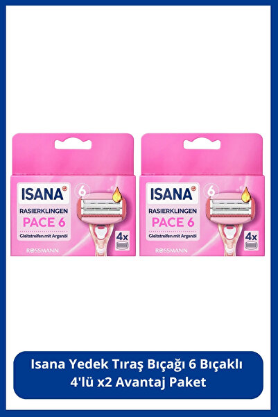 ISANA Ανταλλακτικές λεπίδες ξυραφιού 6 λεπίδων 4 τεμάχια x2 συσκευασία