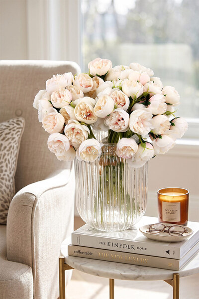 Yapay Çiçek Deposu Τεχνητό μαλλί 27 τεμαχίων Mini Kafa Erengül 30 cm Κρέμα