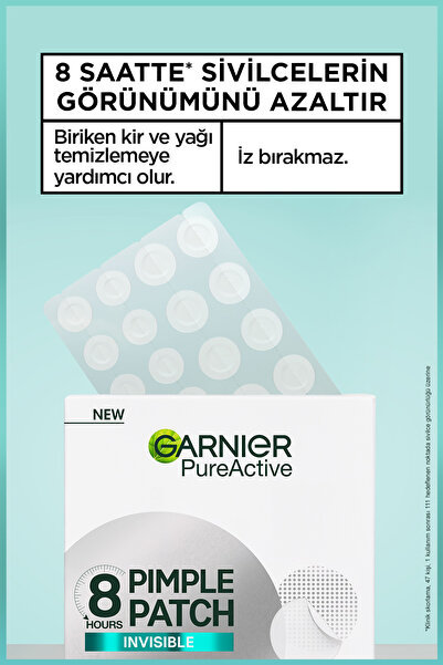 Garnier Pimple Patch 22'li Sivilce Bandı, Hidrokolloid Bant, 8 Saatte Hızlı Etki, Görünmez Akne Karşıtı Bant