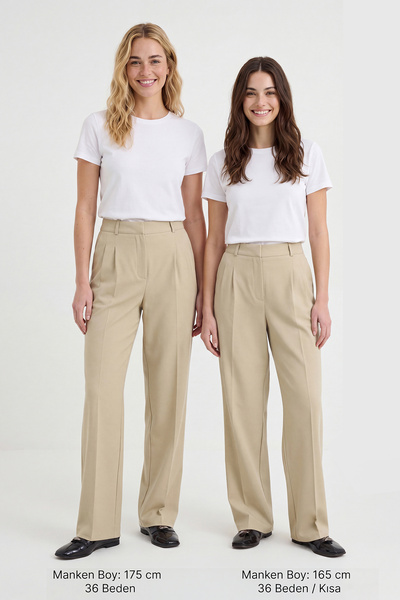 Συλλογή Trendyol Παντελόνι από υφαντό ύφασμα περιορισμένης έκδοσης Mink Strai...