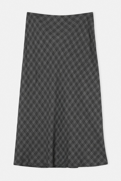 Trendyol Modest Γκρι καρό/καρέ υφαντό ύφασμα χωρίς επένδυση, υφασμένη φούστα ...