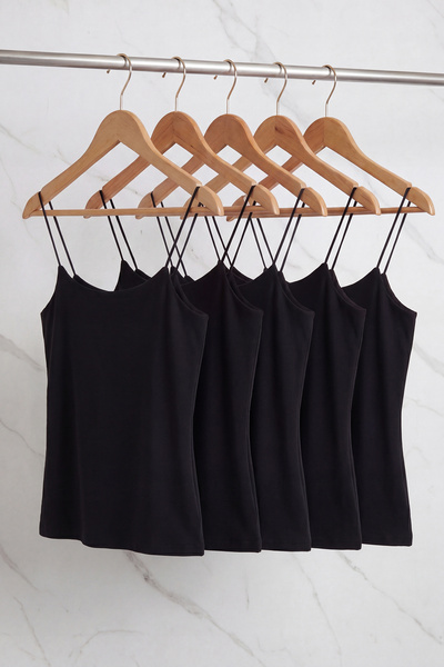 Trendyol Curve Συσκευασία 5 τεμαχίων Μαύρο Βασικό Πλεκτό Αθλητικό Εσώρουχο με...