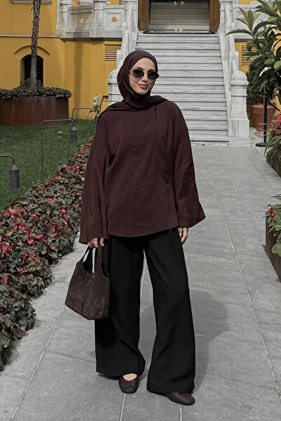 LOCCO Γυναικείο πουκάμισο με πλαϊνά κουμπιά και λεπτομέρεια δεσίματος εσωτερι...