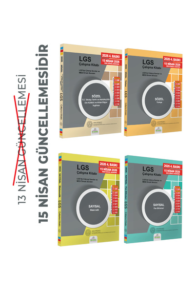 2026(Nisan dahil)8.Sınıf LGS Çıkmış Soru ve MEB Örnek Soruları Çalışma Kitabı 4lü SET RENKLİ A4Boyut