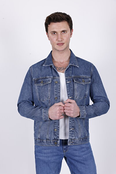 HLT JEANS Ανδρικό μπλε τζιν τζιν κανονική εφαρμογή, ευέλικτο τζιν μπουφάν με ...