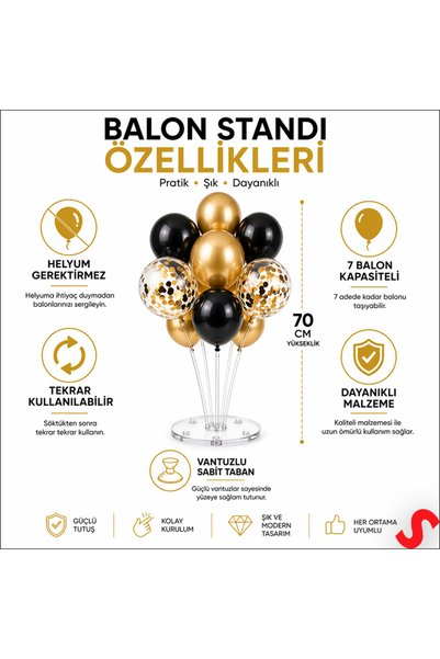 Süsle Baby Party Balon Standı, 7 Çubuklu - 70 Cm ( Balon Hariç )