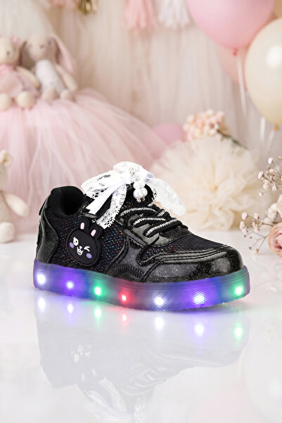 DARK SEER Kids DS Chen Dantel Detaylı Işıklı Çocuk Ayakkabı Siyah Sneaker Gün...