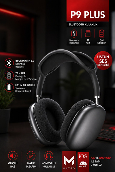 MATEO Kablosuz Bluetooth Kulaklık | iOS Android Uyumlu | Yüksek Ses Kalitesi ...