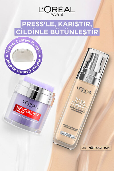 L'Oreal Paris Revitalift Filler Pressed Jar Nemlendirici Krem + True Match Ba...