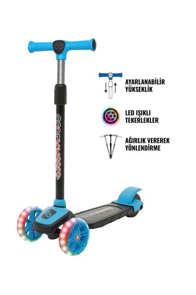 Furkan Toys Cool Wheels Led Işıklı 3 Tekerlekli Yükseklik Ayarlı Twist Scooter
