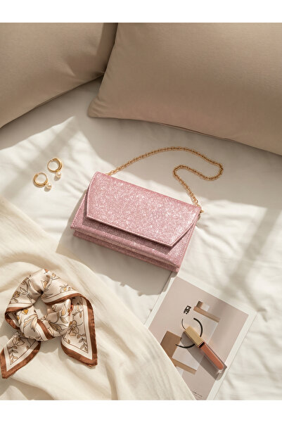 Vivaq Γυναικείο ροζ γκλίτερ φάκελος σε σχέδιο φακέλου, με 2 θήκες, μίνι λουρά...
