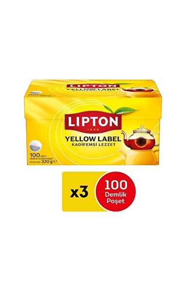 Lipton 3 Adet Yellow Label Demlik Poşet Çay 100lü