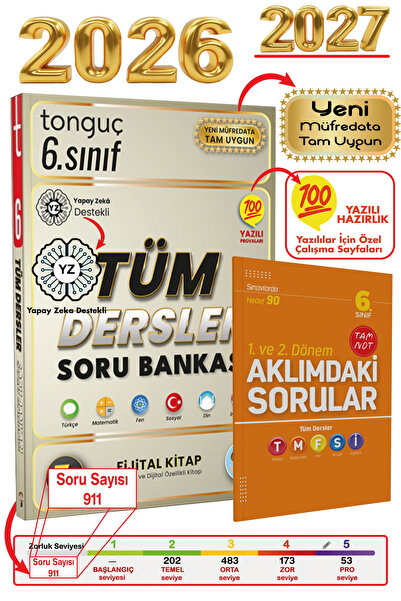 Tonguç Yayınları 6.Sınıf 1. ve 2. Dönem Tüm Dersler Soru Bankası Fijital Kita...