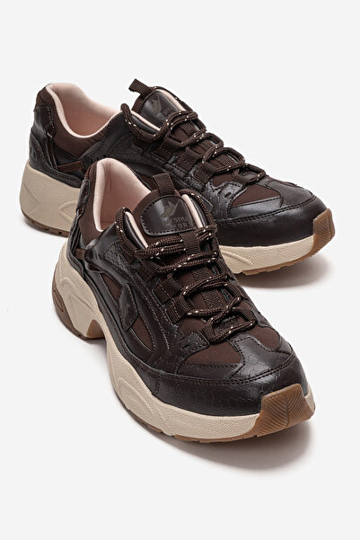 LuviShoes Γυναικεία αθλητικά παπούτσια LETTY Brown Print Scuba