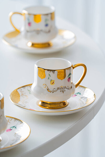 ACAR Osiris 6 Kişilik Porselen Kahve Fincanı Takımı Desen2 6806