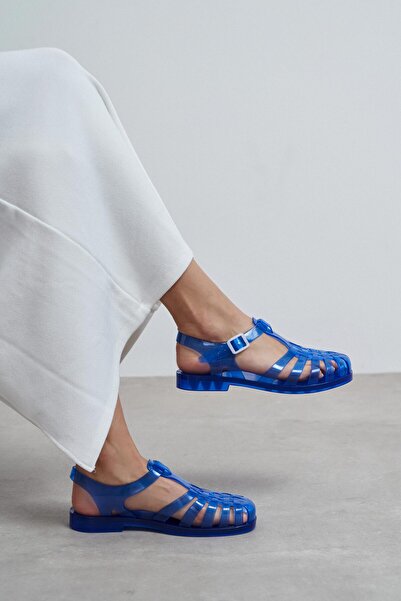 NİŞANTAŞI SHOES Γυναικεία σανδάλια Anderline με διαφανή λεπτομέρεια σε μπλε ν...